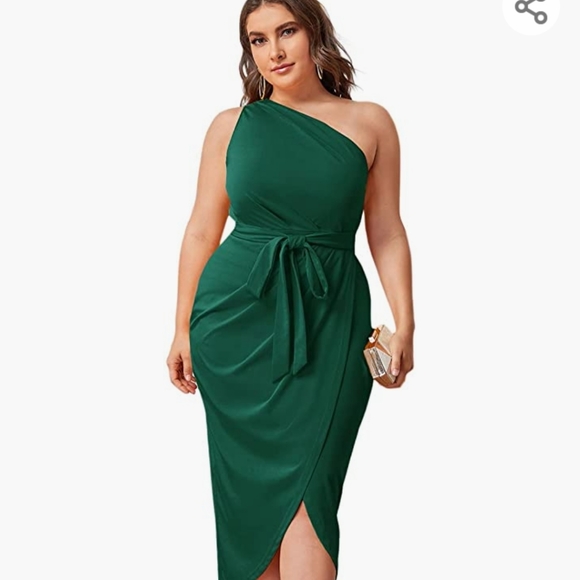 Green One Shoulder Party Dress NWOT - Picture 3 of 6